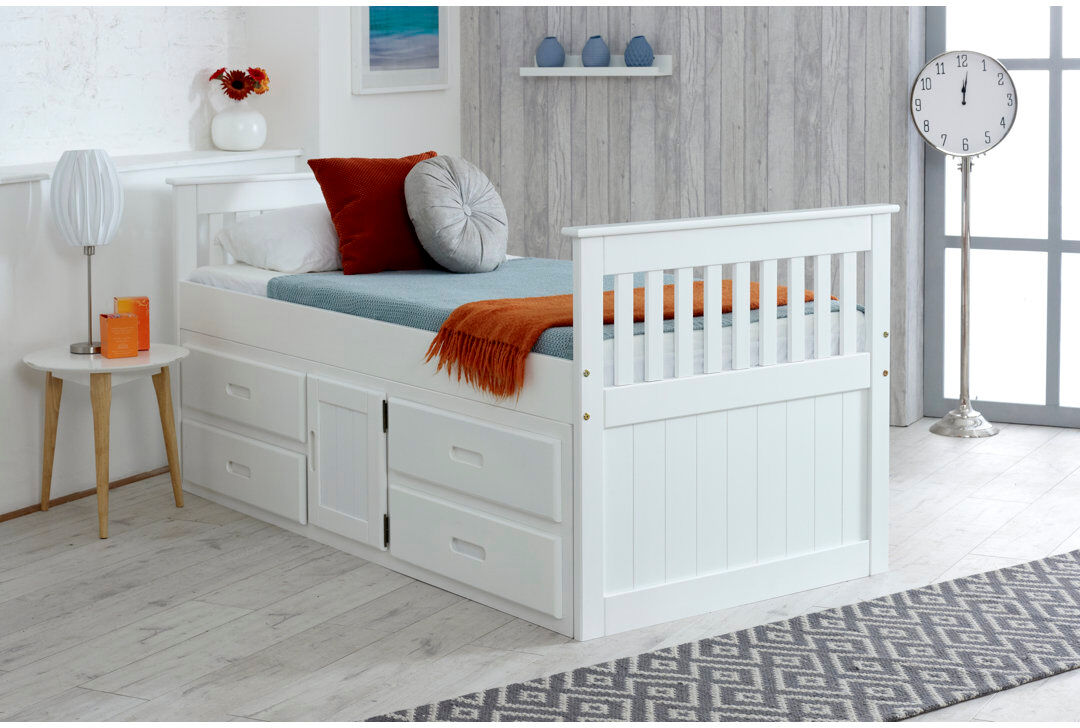 Just Kids Storage Kids Bed White UK Single - DE 90 x 190 cm