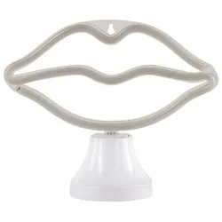 LED Wandleuchte Kussmund Tischlampe neon pink Dekolampe, mit USB, LxH 24x19,5 cm, 2er Set