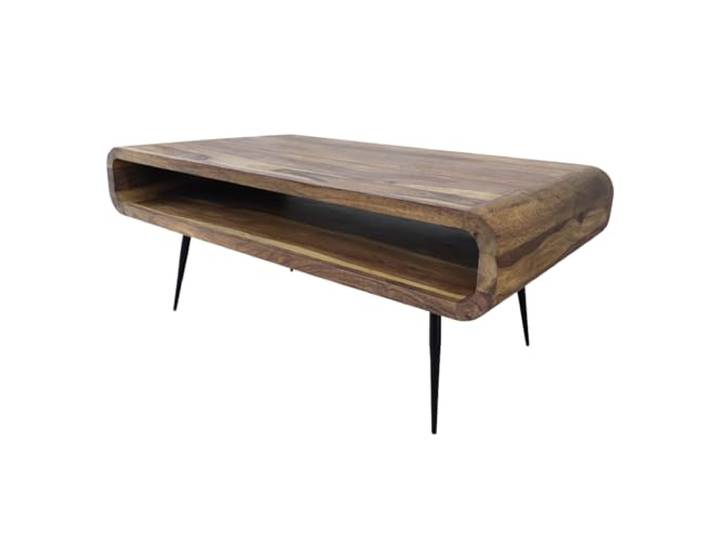 Riess Ambiente Couchtisch Alpha 90cm - schwarz - Sheeshamholz Massiv, Stauraum, individuelle Maserung, stabile Konstruktion, angenehme Haptik, 20 kg Belastbarkeit, Metallgestell