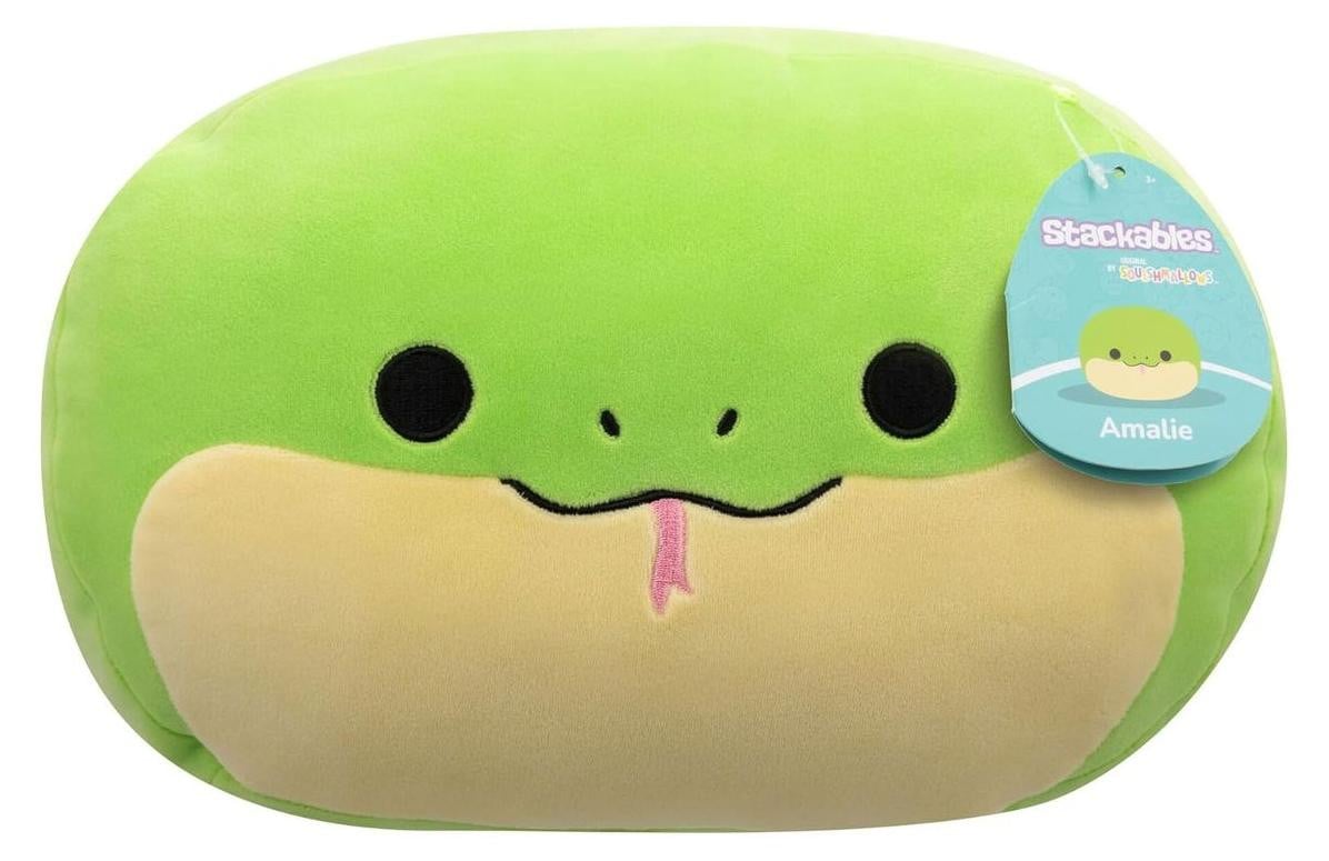 Jazwares Squishmallows Amalie de slang stapelbare pluche knuffel, 30 cm