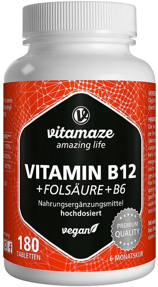 Vitamaze Vispura VITAMIN B12 1.000 μg hochdos.+B9+B6 vegan 180stk