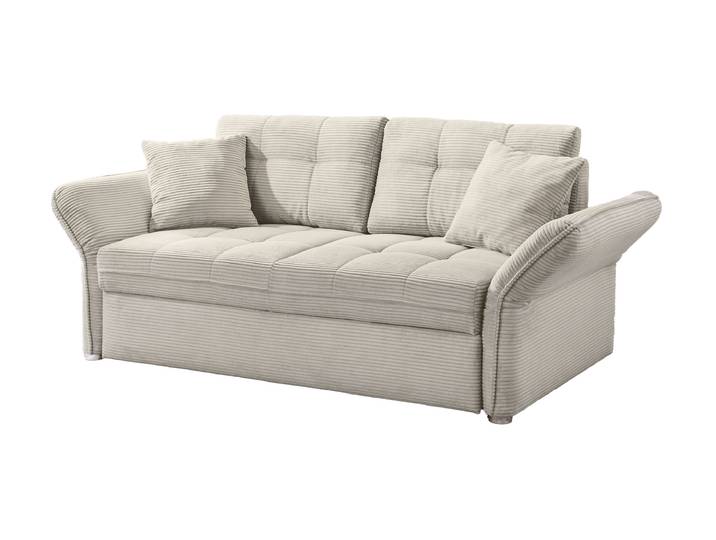 Schlafsofa Cord grau-beige ausziehbar 211 x 105 cm - LEON