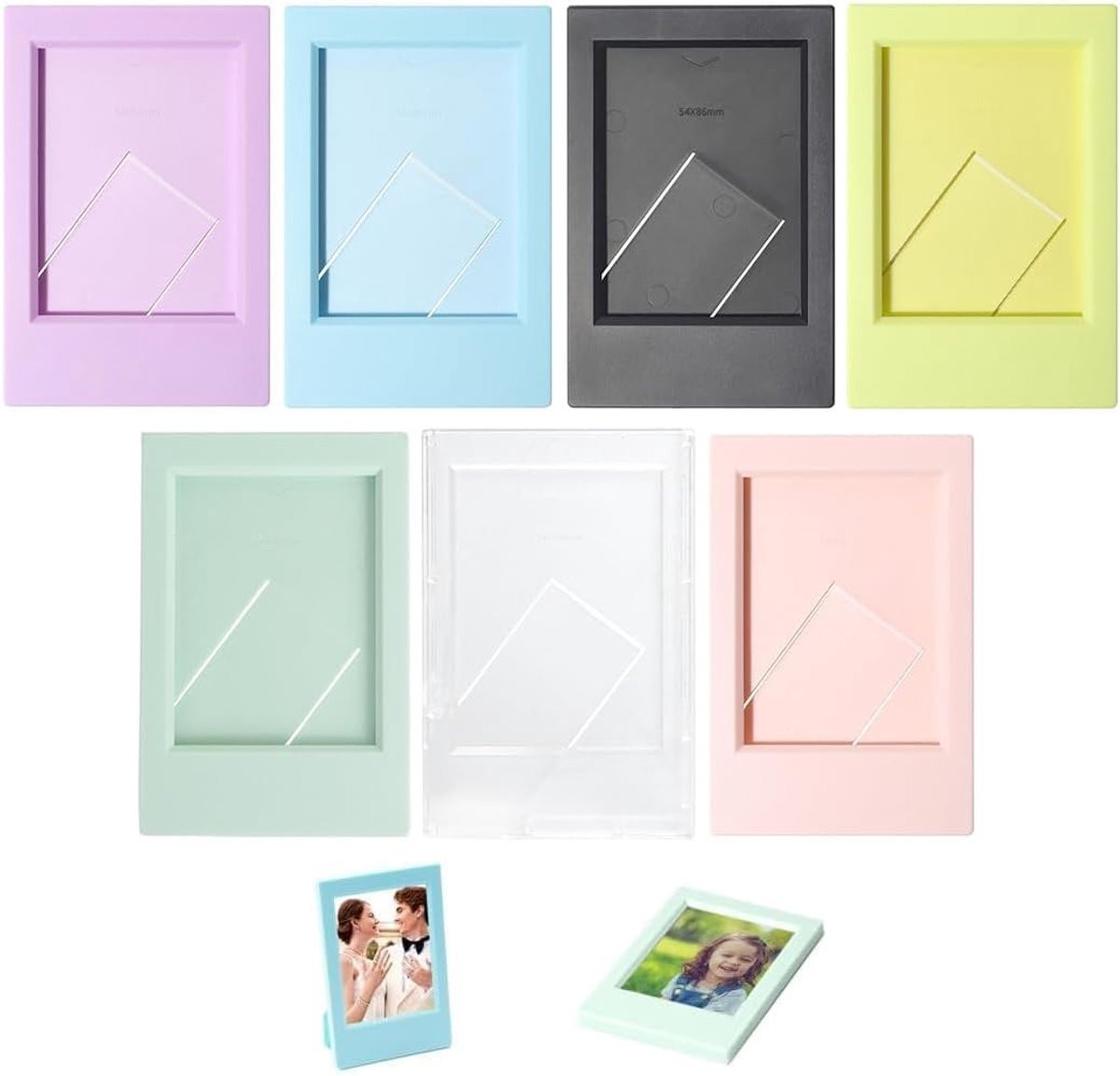 Set van 7 kleurrijke mini fotolijstjes voor Fujifilm Instax Mini foto's