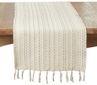 Saro Lifestyle "Tassel Trimmed Stripe Table Runner - 16""x72"""