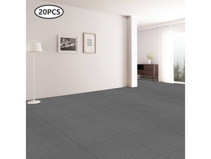 20 pièces 19.7*19.7 pouces tapis carré, tapis de sol, tapis auto-adhésif de Type Adsorption gris clair pour les Restaurants, les bureaux, les hôtels