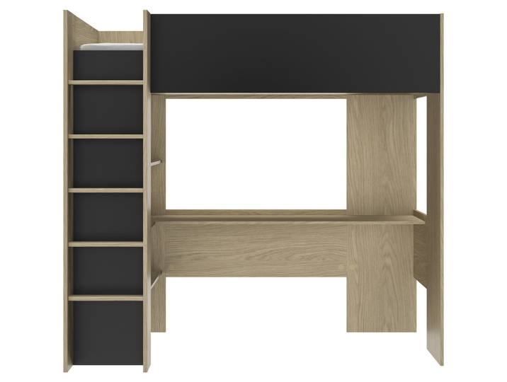Kinderbett Natty schwarz/Eiche Holzwerkstoff 90 x 200 cm - Kinderbett