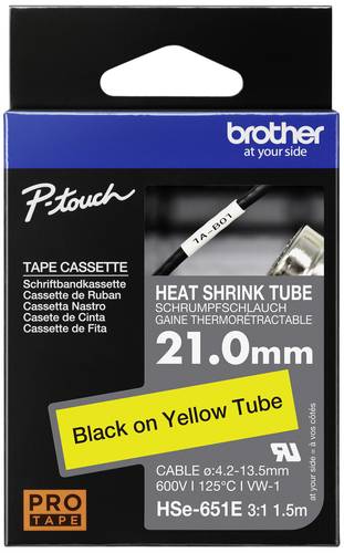 Brother HSe HSE631E Bandfarbe: Gelb Schriftfarbe:Schwarz 11.2mm 1.5m