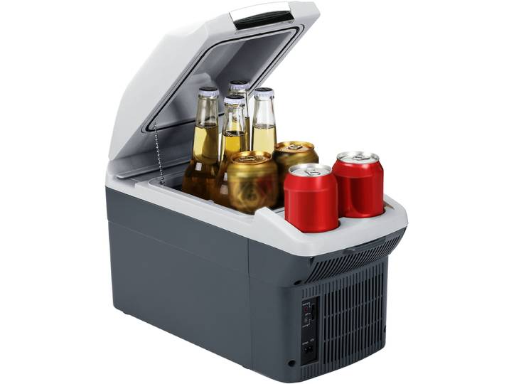 ICEROVER PN-09 9 L Réfrigérateur de Voiture Portable 12 V &amp; Chauffe-Plat, Design à Double Porte-Gobelet, Gris Foncé, Idéal pour le Voyage, le Camping &amp; les Déplacements