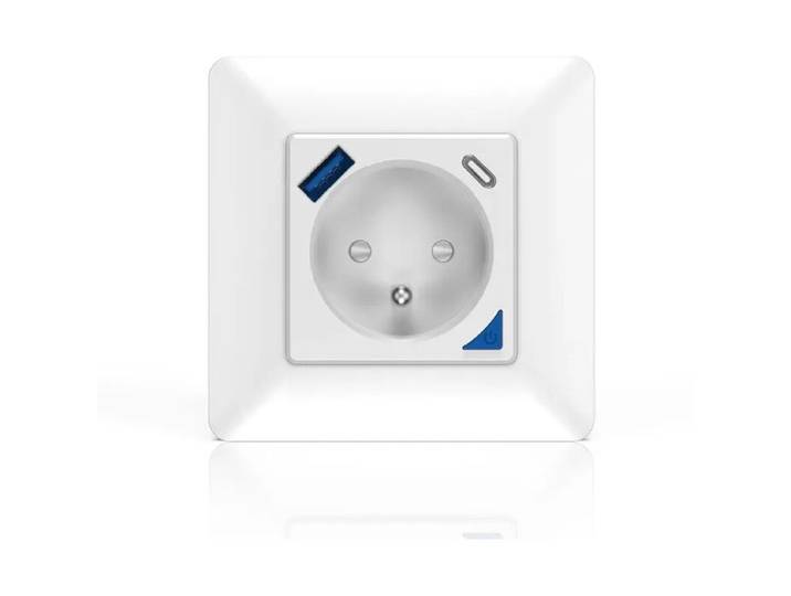 KYF Multiprise encastrée connectée Wi‑Fi pour l'intérieur avec compteur d'énergie et ports USB/USB‑C