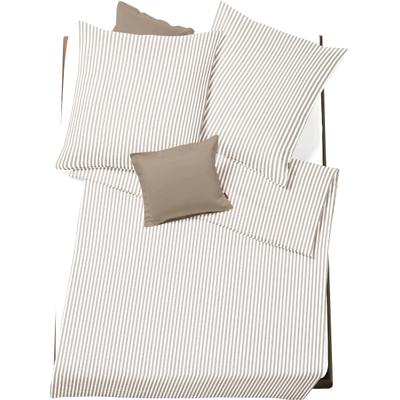 Bettwäsche FLEURESSE "Rio", beige, B/L: 155cm x 200cm, 1 Stk., 1 Stk., Seersucker, B/L: 80cm x 80cm, 2 Stk., Seersucker, Obermaterial: 100% Baumwolle, Bettwäsche, Bettwäsche, Feine buntgewebte Seersucker-Bettwäsche mit Reißverschluss