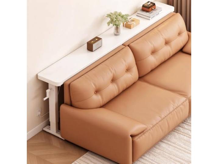 Vielseitiger Höhenverstellbarer Tisch, Konsolentisch Hinter Dem Sofa Schmaler Langer Wand-Beistelltisch, Verschiebbarer Standfuß, Lückentisch Für Bett Und Wohnzimmer(White,100x25cm)