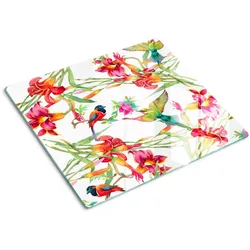 GLASPLATTE 60x52 cm Exotische Vögel