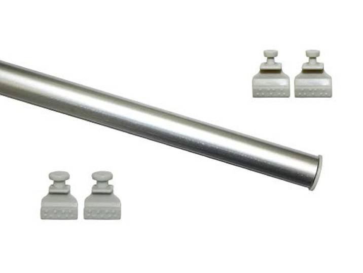 GARDINIA Unterprofil zum Klipsen, Für Flächenvorhänge, Aluminium, Silber 60 cm, Inklusive Klebestreifen, Inklusive 2 Paar Gleiter, Ideal zur Beschwerung, Einfache Befestigung