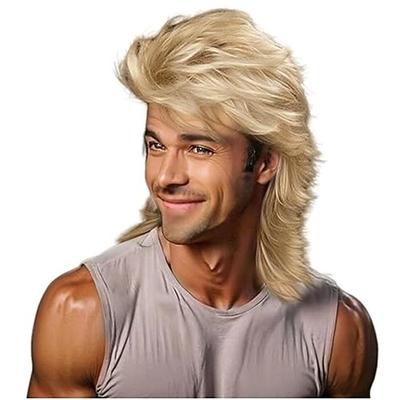 Vokuhila-Perücke, blonde 80er-Jahre-Herrenperücke, Punkrocker-Frisur, Partykostüme
