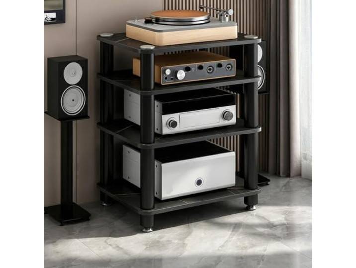 ZSCNYHMT HiFi-Rack, Audio-Ständer Mit Mehrstöckigem Aufbewahrungsdesign Mehrstöckiger Stauraum, abgerundete Kanten, rutschfeste Füße, für Wohnzimmer und Audio-Setups(C,73cm/28.7in)