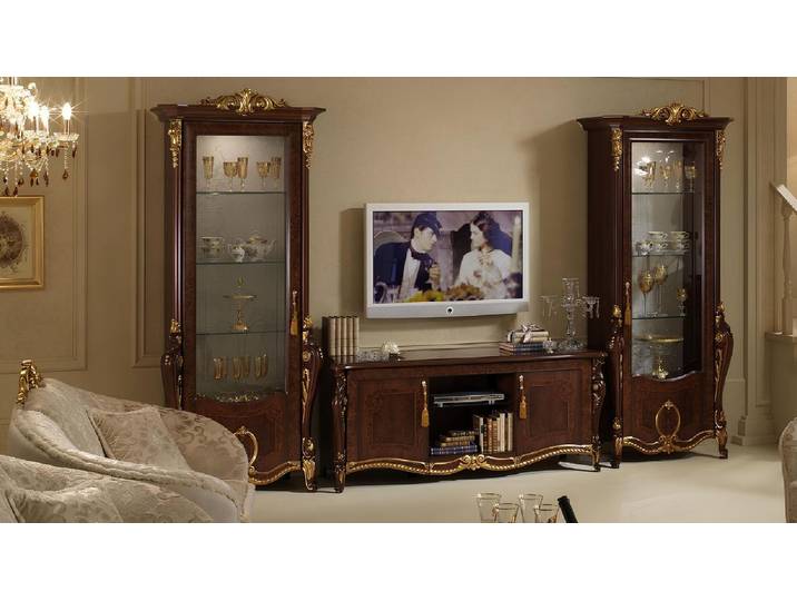 Xlmoebel Vitrine Klassische Wohnwand Kommode Schrank Sideboard Barock Rokoko Jugen Made in Europa