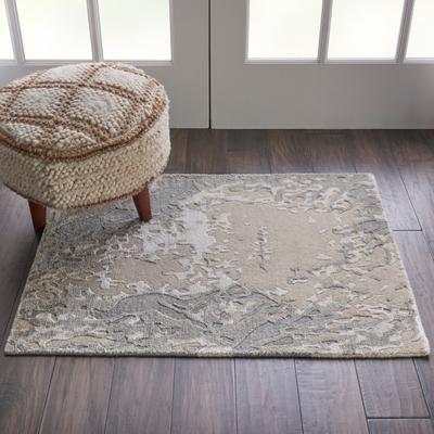 Nourison Silk Shadows Modern Abstract Beige Sheen Area Rug
