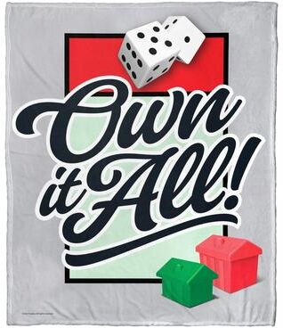 Northwest "Hasbro Monopoly Silk Touch Throw Blanket, 50"" x 60"", Own It All"