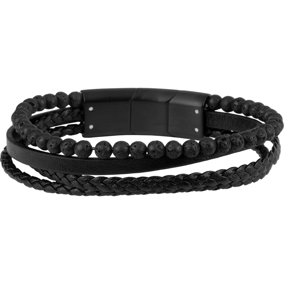Jacques Lemans Lederarmband mit Lava Perlen