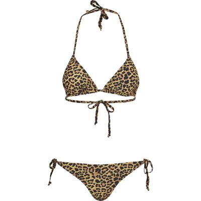 Triangel-Bikini URBAN CLASSICS "Urban Classics Damen Ladies Animal Bikini", Damen, Gr. M, N-Gr, braun (leo), 88% Polyester, 12% Elasthan, Bikini-Sets Triangel-Bikini
