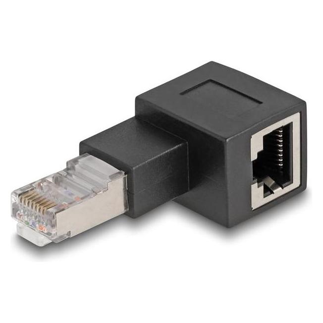 Delock RJ45 Stecker zu RJ45 Buchse Adapter Cat.6A 90° nach links gewinkelt (RJ45, RJ45 (1x)) (87863)