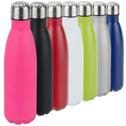 Relaxdays 3 x Trinkflasche Edelstahl pink Pink,Schwarz,Silber