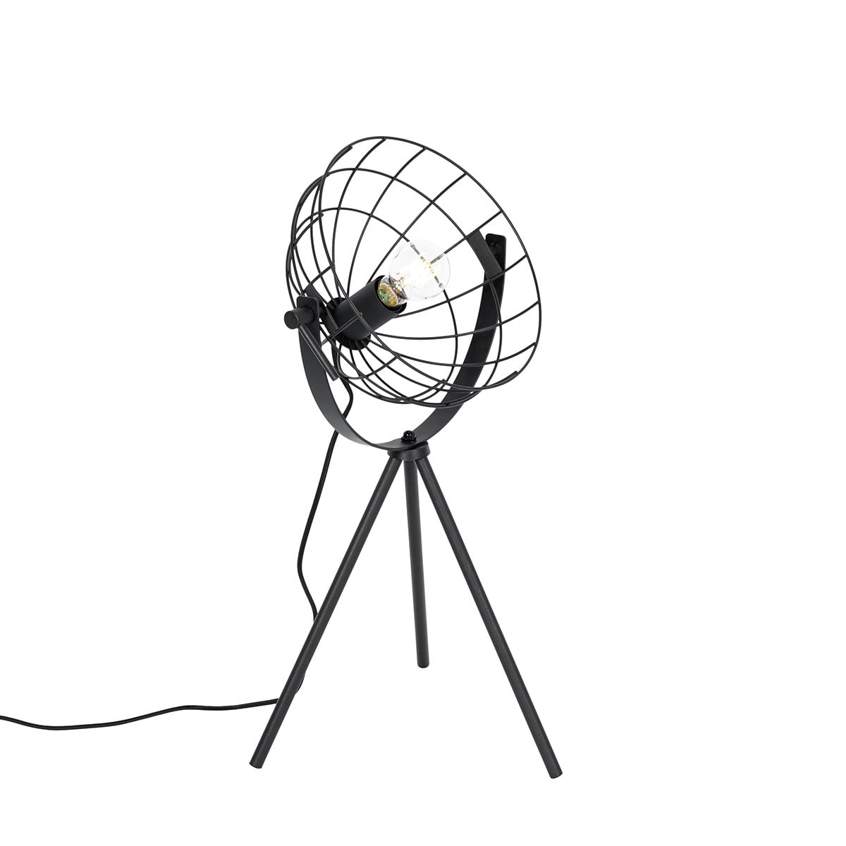 Qazqa Industriële Tripod Tafellamp Zwart - Dimbaar en Verstelbaar - Metaal