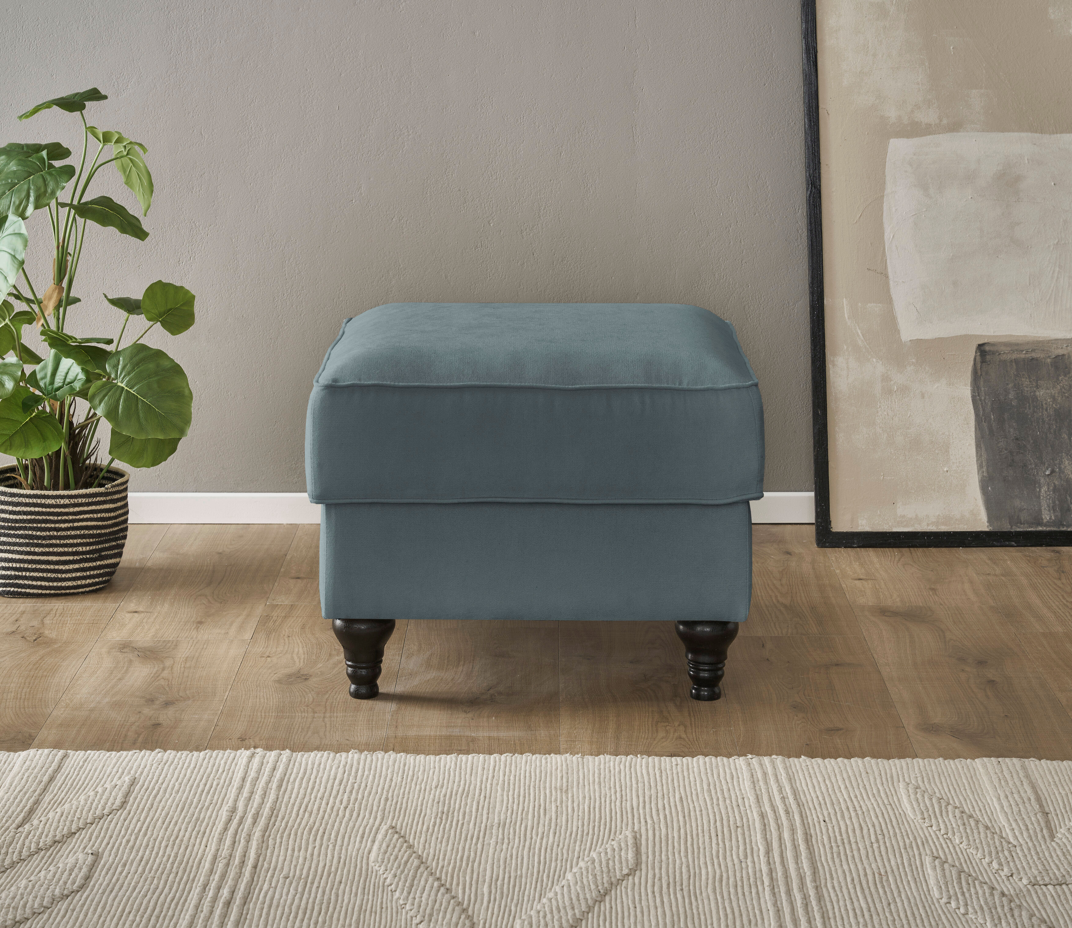 Hocker GOODPRODUCT "Westminster mit hochwertigem Microfaserbezug", grau (anthrazit), B:65cm H:50cm T:65cm, 92% Polyester / 8% Nylon, Hocker, Hocker, Passend zur Serie WESTMINSTER, Federkern-Polsterung, gedrechselter Fuss anthrazit B/H/T: 65cm x 50cm x 65c