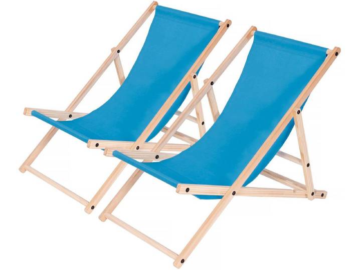 Lot de 2 transat en bois Chilienne - 107 x 56.5 x 81 cm - Rouge