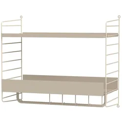 Wandregal mit Metallboden Hohe Kante und Aufhängung Beige