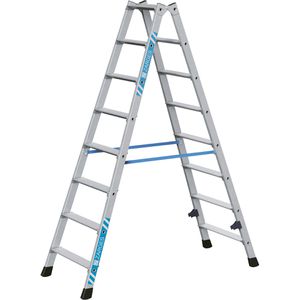 Zarges Stehleiter Nova B, 42468, beidseitig begehbar, aus Aluminium, bis 150kg, mit 2 x 8 Stufen