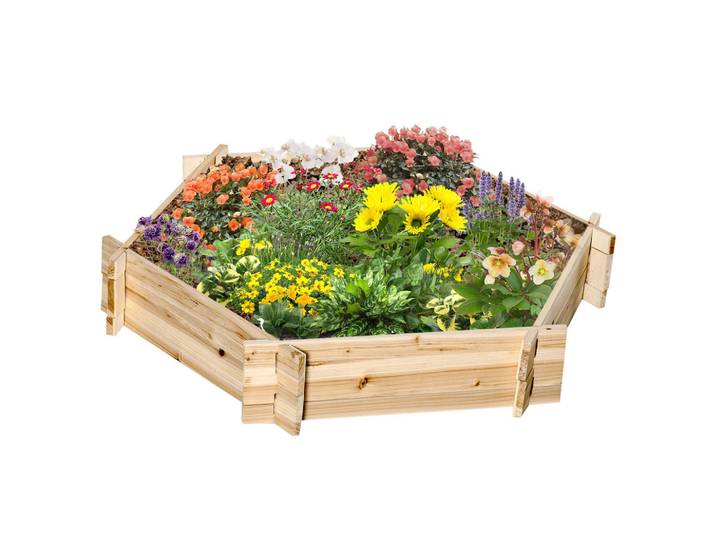 ComfortXL Hochbeet De-05333 Sechseckig, Diy, Holz Natur, Naturfarben, 100x16x92 cm, Gartenzubehör, Hochbeete