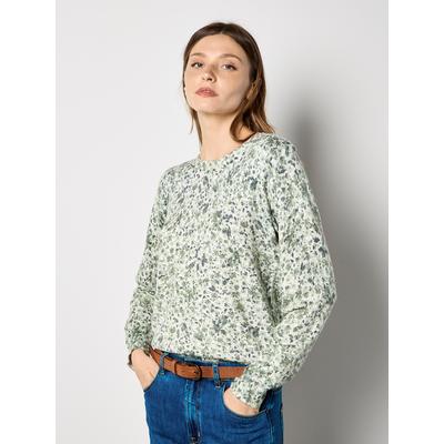 Langarmshirt APRICOT "Feinstrickpullover", Damen, Gr. M (38), grün (mint), Strick, Obermaterial: 72% Viskose CV. 28% Polyamid PA., geblümt, normal, Gerippt, Pullover Langarmshirt