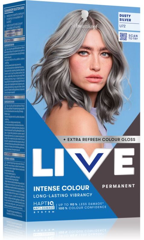 Schwarzkopf LIVE Intense Colour coloration cheveux permanente teinte U72 Dusty Silver 1 pcs