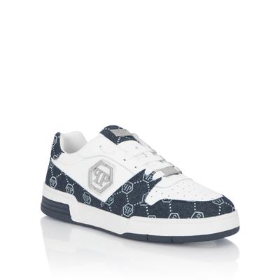 Sneaker PHILIPP PLEIN "Monogram", Herren, Gr. 40, Normalschaft, blau (0108, weiß, middleblau), Schuhe Sneaker