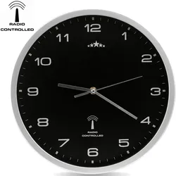 Monzana monzana Funkwanduhr Schwarz/Silber Ø31cm