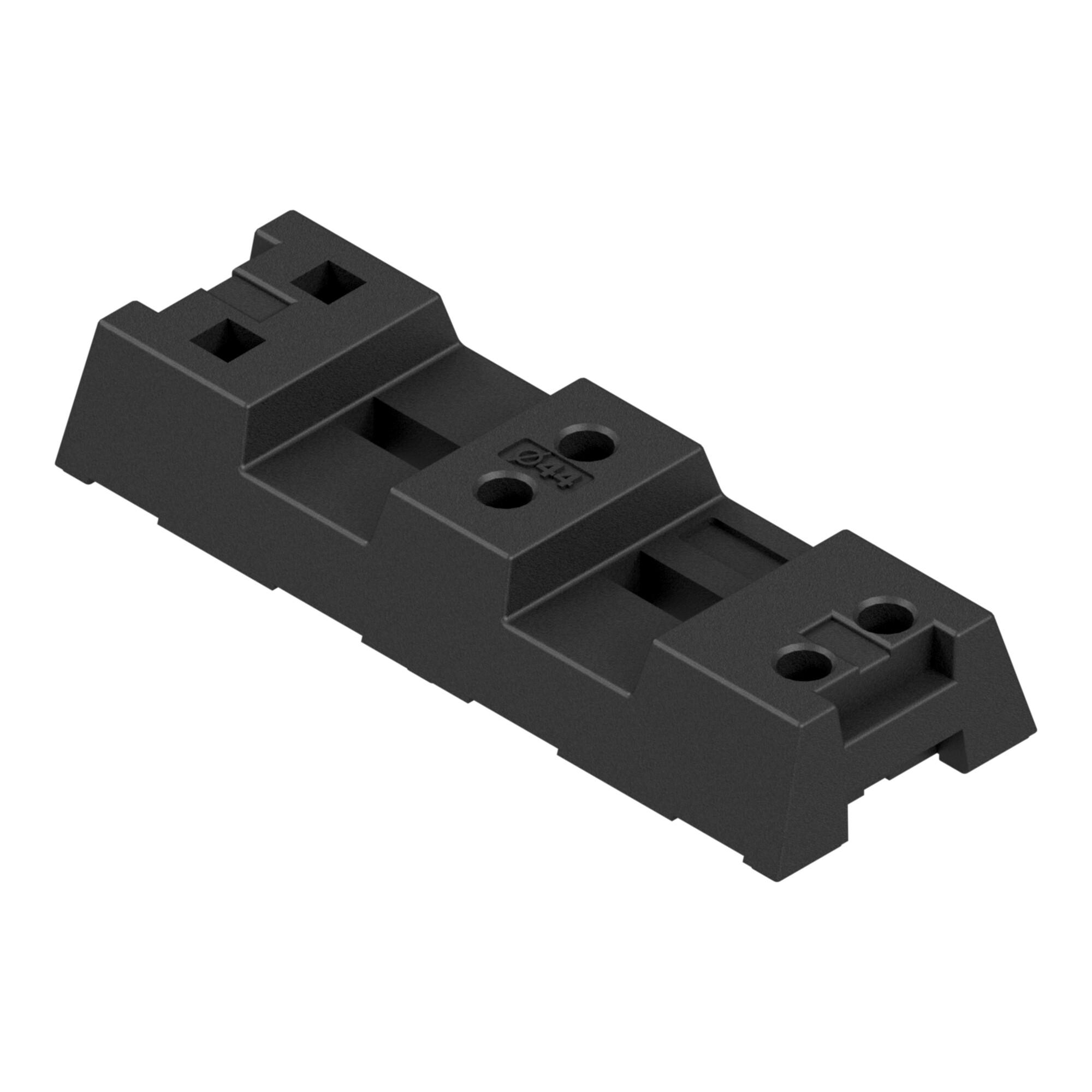 Schake Bauzaunfuß aus Kunststoffrecycling, Länge: 800 mm, Höhe 125 mm, Breite 290 mm mit 4 Löchern (Ø 42 mm) und 2 x 40 mm x 40 mm 16 kg (3F110L)