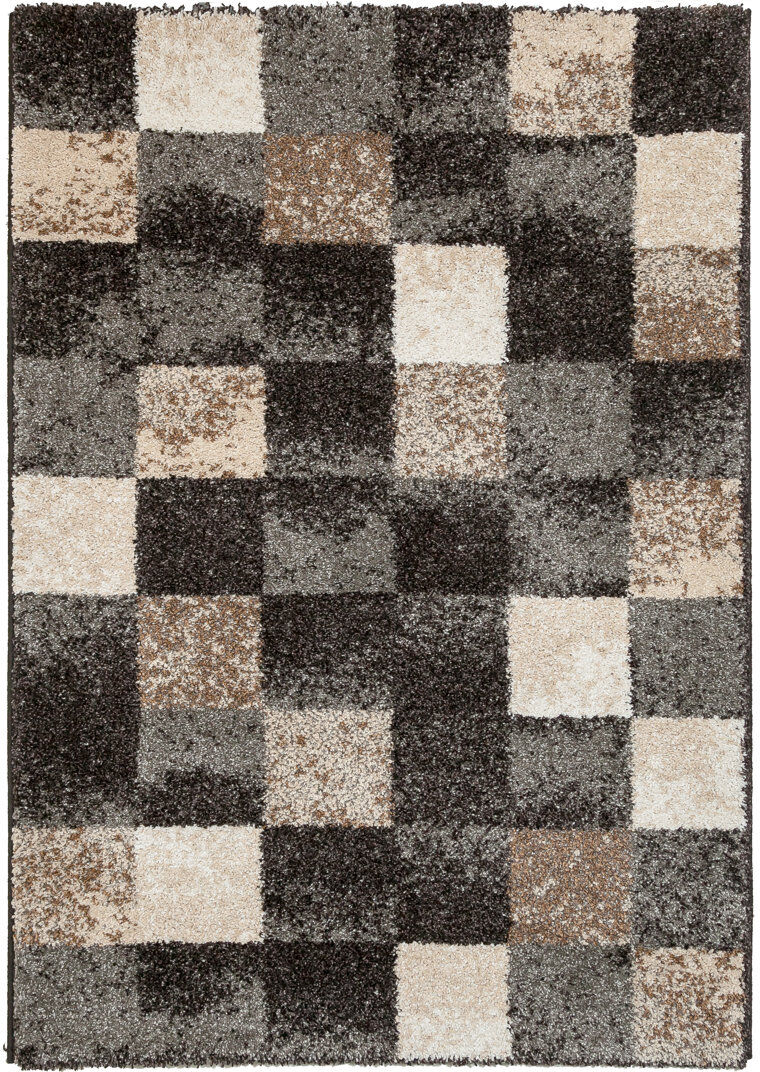 Latitude Run Risher Geometric Shag Dark Grey Rectangle 120 x 170cm