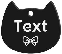 Uplifted Finds Custom Laser Engraved Stainless Steel Cat Face ID Tag black 391 s