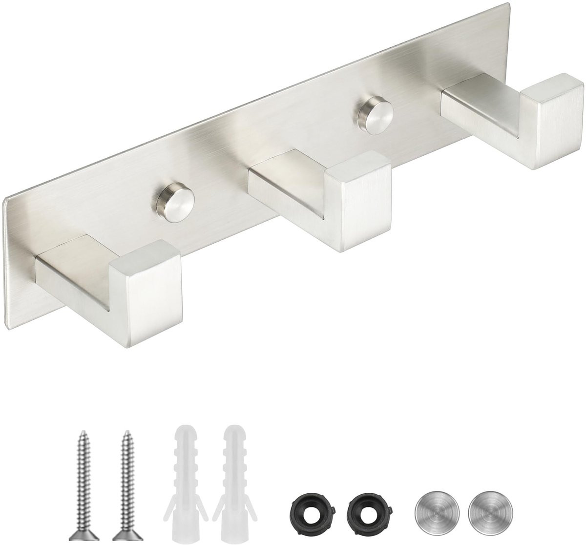 Omgoods Heavy Duty Kledingrek met 3 Roestvrijstalen Haken voor Wandbevestiging