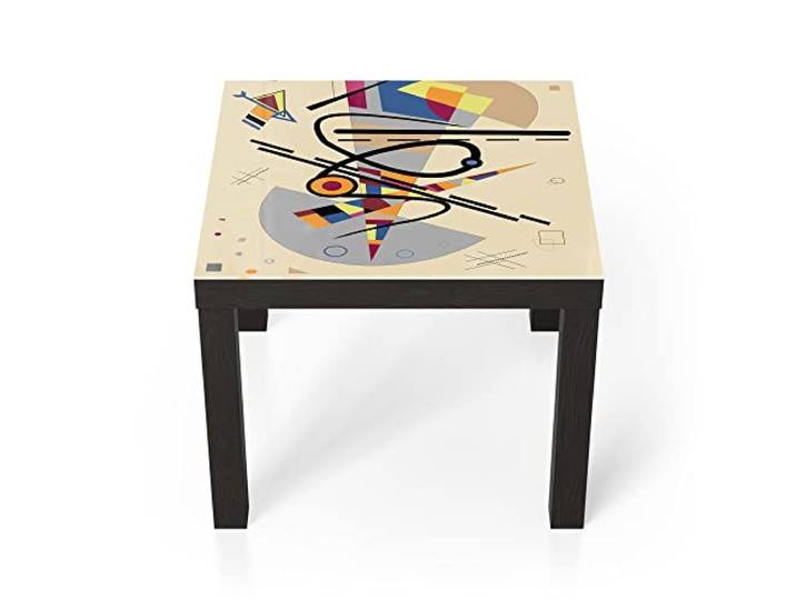 DEQORI Glastisch schwarz klein 55x55 cm Motiv Dreiecksgebilde ausgefallener Beistelltisch aus Glas Hochglanz Couchtisch fürs Wohnzimmer moderner Couch Tisch mit Design