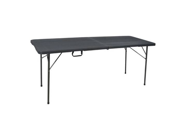 Table pliante noir - Table de Jardin - Table Pliante de Camping - Imitation bois - Capacité 8 Personnes - poignée de transport