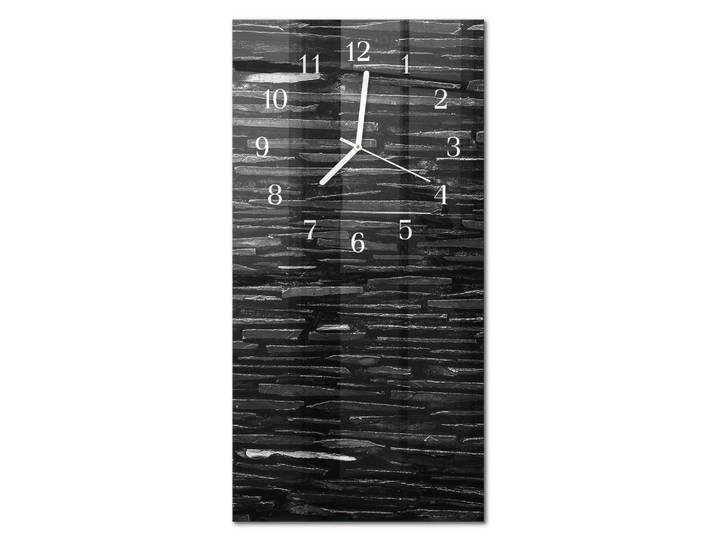 Tulup Wanduhr aus Glas 30x60 cm - Steine, Schwarz, Rechteckig, 30x60x0.4 cm, Dekoration, Uhren, Wanduhren