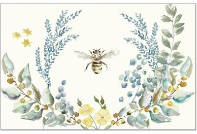 FirstDawn "Bee Crest 24 Sheet Reusable Premium Paper Stock Placemats in Resealable Storage Bag Made in The USA 17"" x 11"""