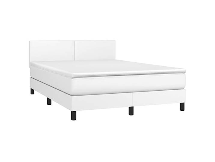 vidaXL Boxspringbett mit Matratze & LED Weiß 140x200 cm Kunstleder