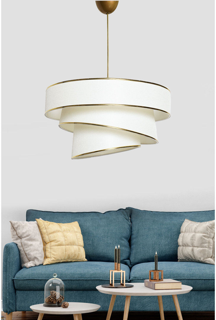 Ivy Bronx Stunning Gold Chandelier with Cotton Cap, 40 x 40 x 20 cm, Total Height: 70 cm, E27 Socket, Max 40W, CE Certified, Glam & Scandinavian Design, For Cou Gold/White/Gold 20cm H X 40cm W X 40cm D
