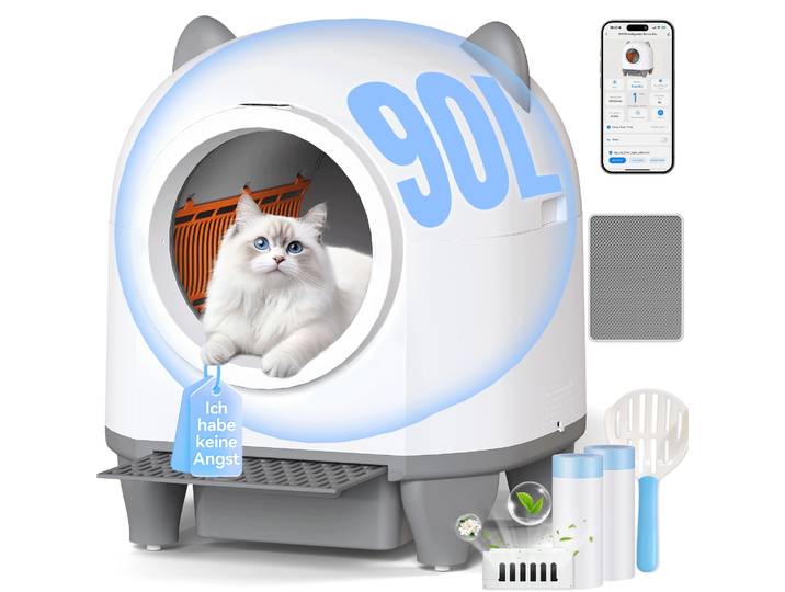 HOMALL Toilette pour chat autonettoyante grande capacité avec protection par capteur infrarouge, toilette pour chat inodore avec WiFi 2.4G