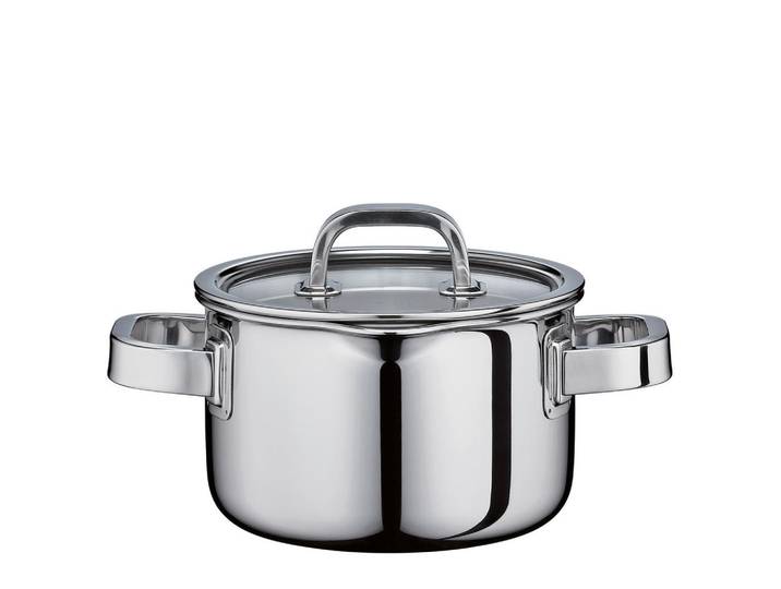 Spring Kochtopf Finesse2+, Silber, Metall, Kunststoff, Glas, 2 L, 10 cm, mit Dampfablass, Silikonring, Kochen, Töpfe, Kochtöpfe