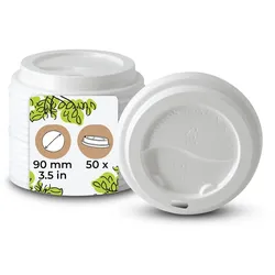 BIOZOYG 50 Stück Becherdeckel Coffee-to-go Deckel Kunststoffdeckel für Einwegbecher stapelbar recycelbar mit Trinköffnung lebensmittelecht