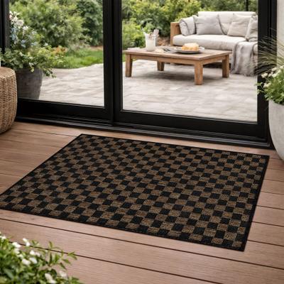 World Rug Gallery Checkered Indoor/Outdoor Flat Woven Area Rug